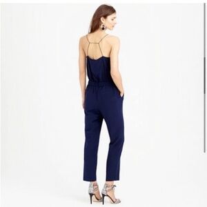 J. Crew Silk Navy Jumpsuit